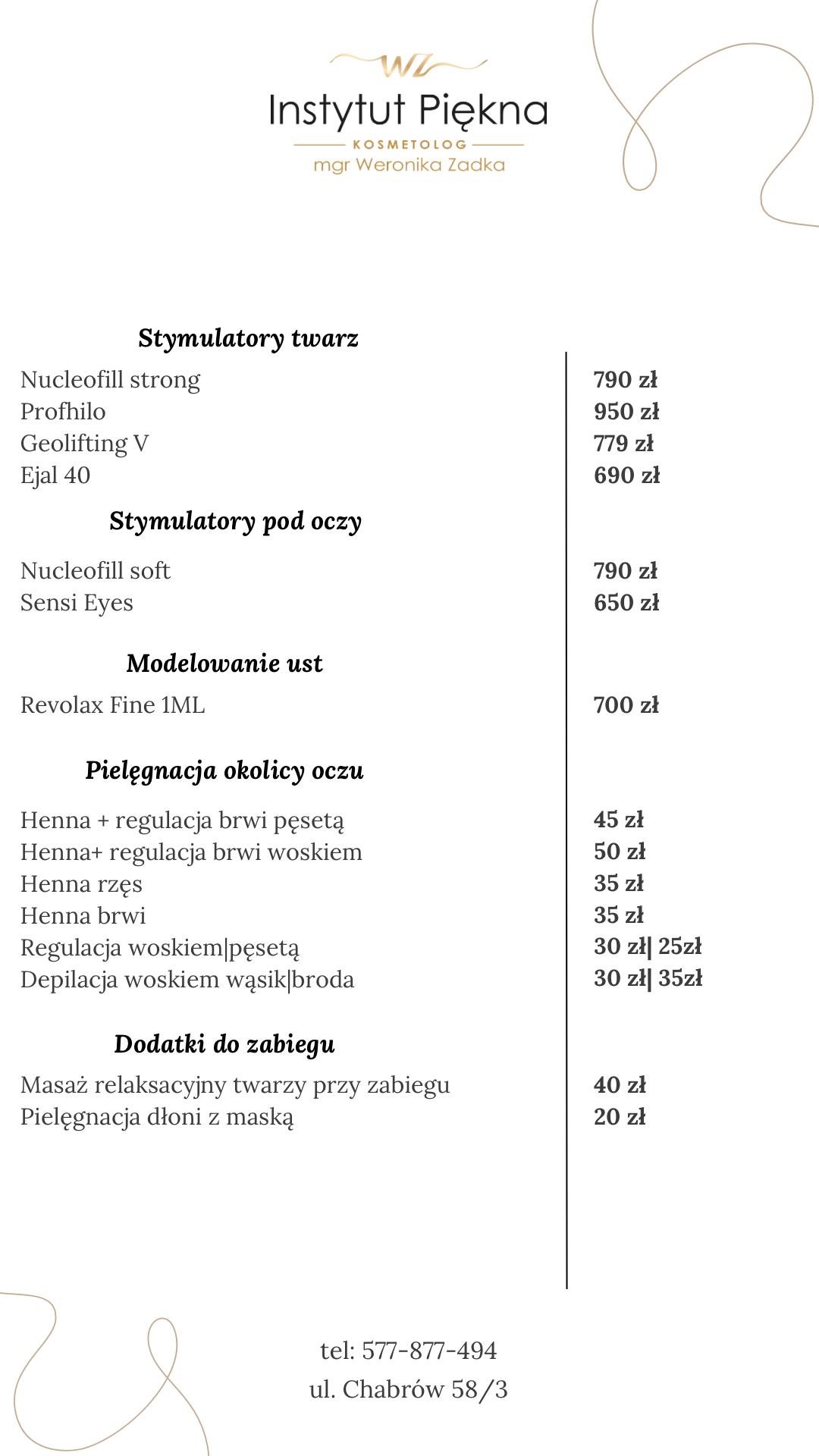 Kosmetyczka Opole - cennik 2